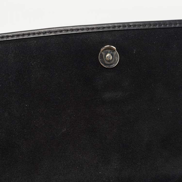 Pre Owned CH Carolina Herrera Black Embossed Patent and Leather Flap Bow Shoulder Bag