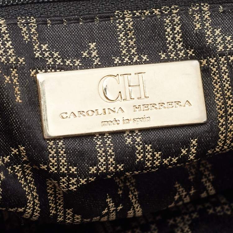 Pre Owned Carolina Herrera Black Leather Large Matteo Tote
