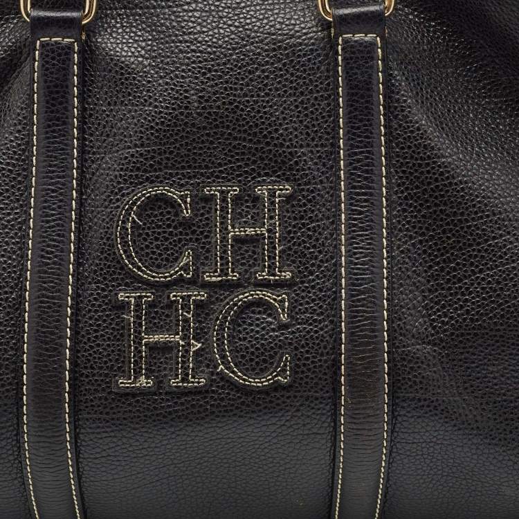 Pre Owned Carolina Herrera Black Leather Large Matteo Tote