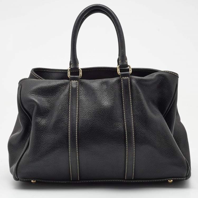 Pre Owned Carolina Herrera Black Leather Large Matteo Tote