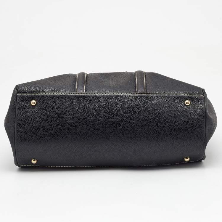 Pre Owned Carolina Herrera Black Leather Large Matteo Tote