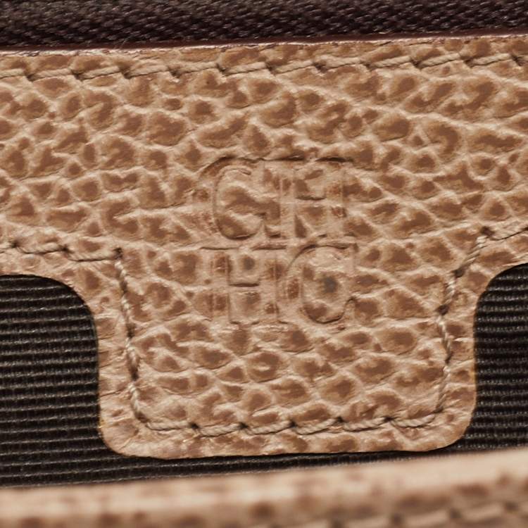 Pre Owned CH Carolina Herrera Beige Leather Flap Continental Wallet 