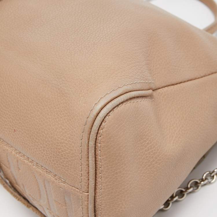 Pre Owned CH Carolina Herrera Beige Leather Minuetto Flap Top Handle Bag