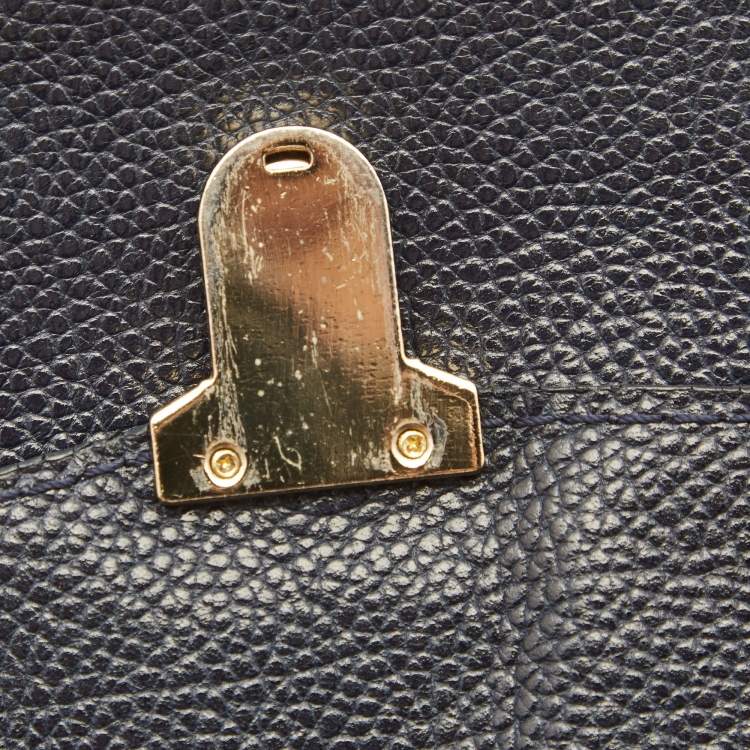 Pre Owned CH Carolina Herrera Navy Blue Leather Minuetto Flap Top Handle Bag
