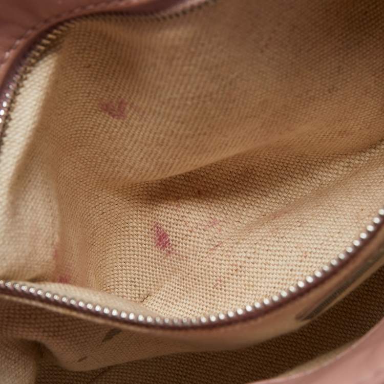 Pre Owned CH Carolina Herrera Burgundy Chevron Leather CH Logo Flap Shoulder Bag