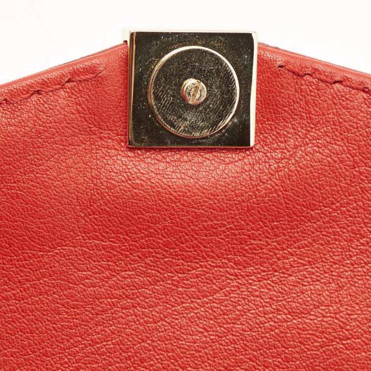 Pre Owned CH Carolina Herrera Red Leather Envelope Clutch