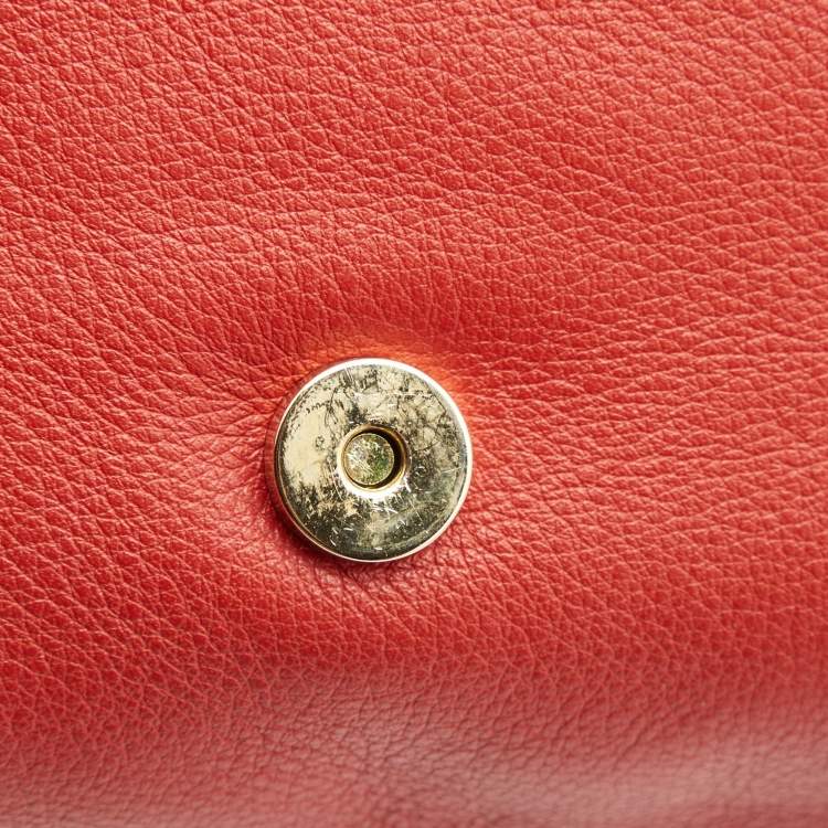 Pre Owned CH Carolina Herrera Red Leather Envelope Clutch