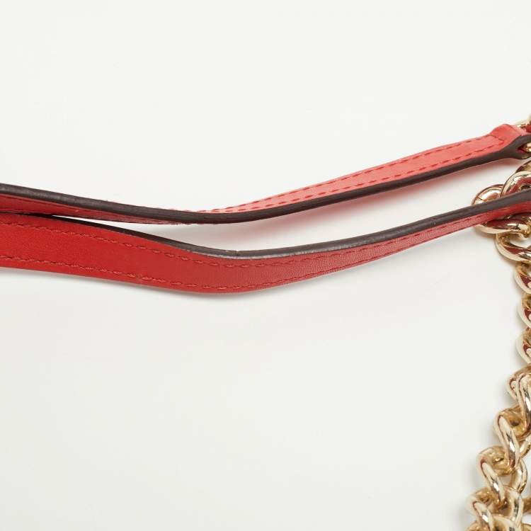 Pre Owned CH Carolina Herrera Red Embossed Leather Chain Tote
