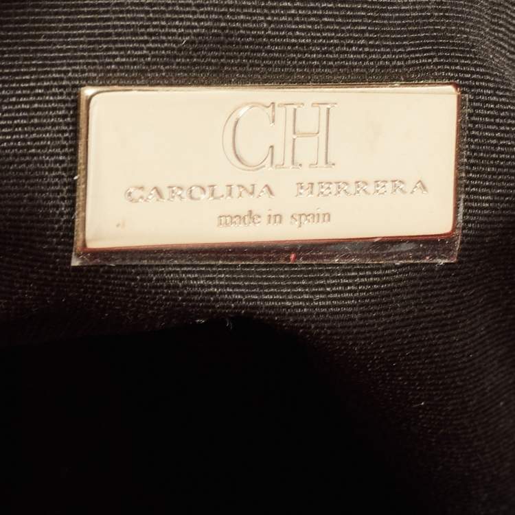 Pre Owned CH Carolina Herrera Red Embossed Leather Chain Tote