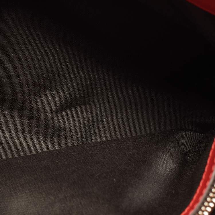 Pre Owned CH Carolina Herrera Red Embossed Leather Chain Tote