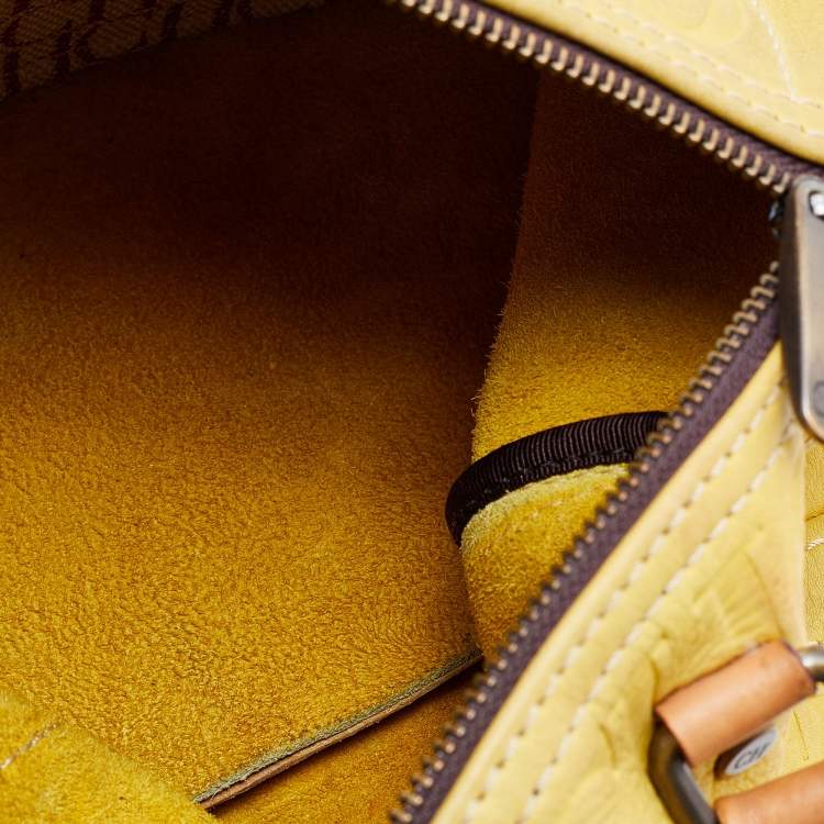 Pre Owned CH Carolina Herrera Yellow Leather Andy Boston Bag