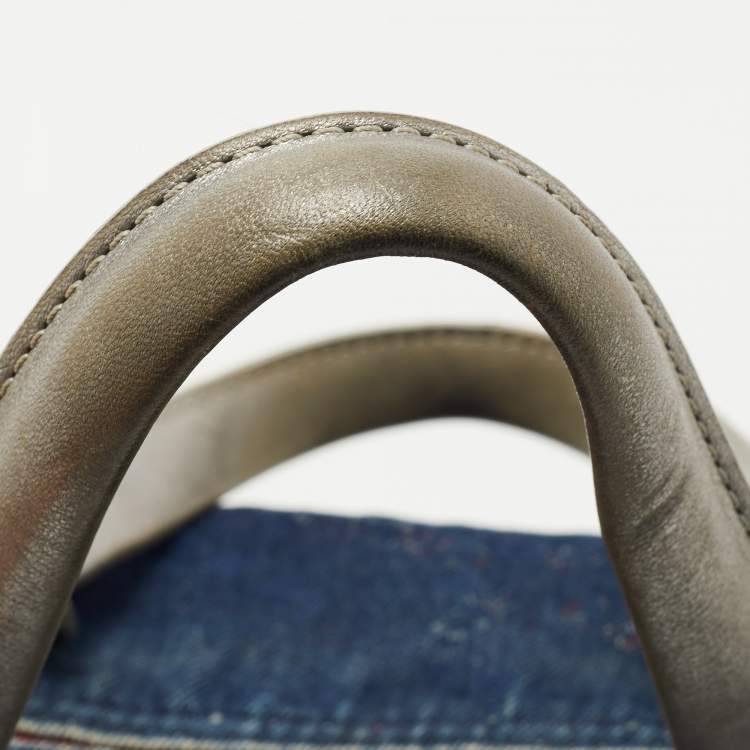Pre Owned CH Carolina Herrera Blue Monogram Denim Andy Boston Bag