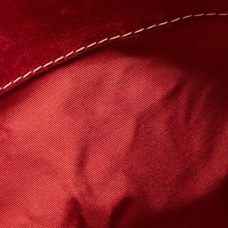 Pre Owned CH Carolina Herrera Red Monogram Embossed Leather Chain Shoulder Bag
