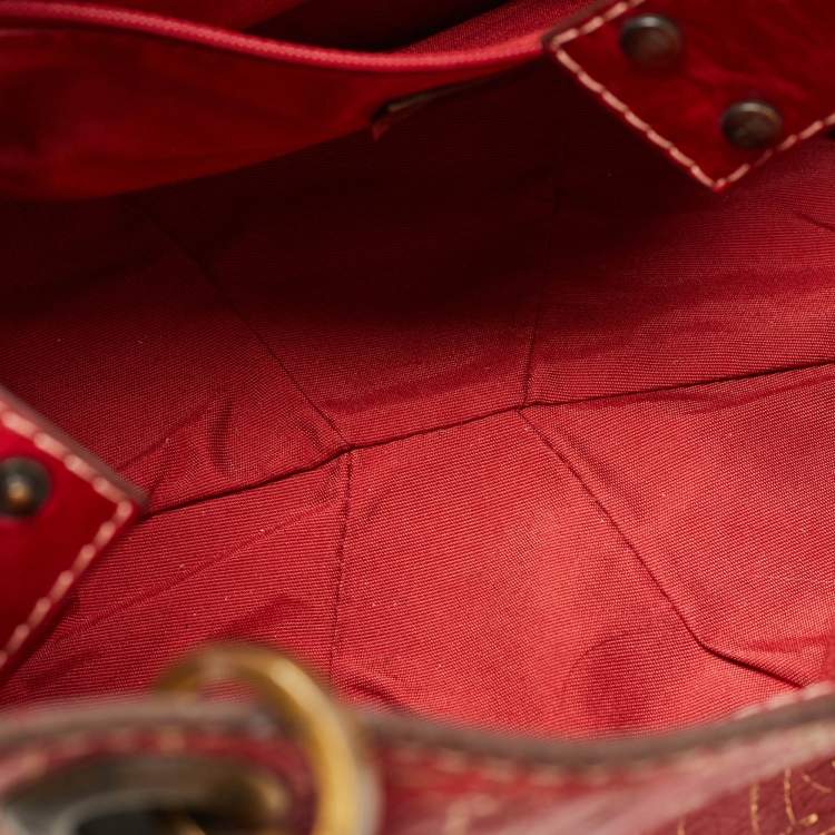 Pre Owned CH Carolina Herrera Red Monogram Embossed Leather Chain Shoulder Bag