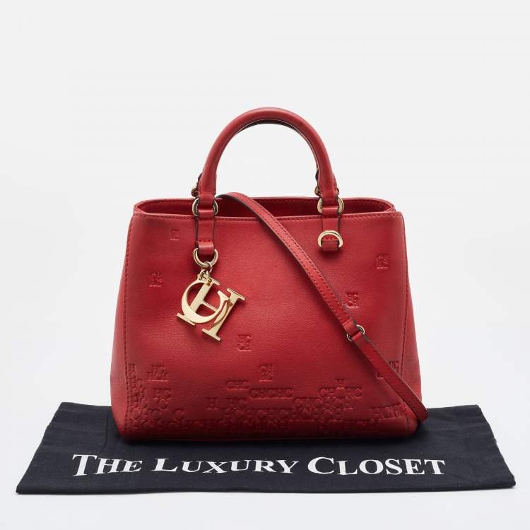 Pre Owned CH Carolina Herrera Red Leather Tote