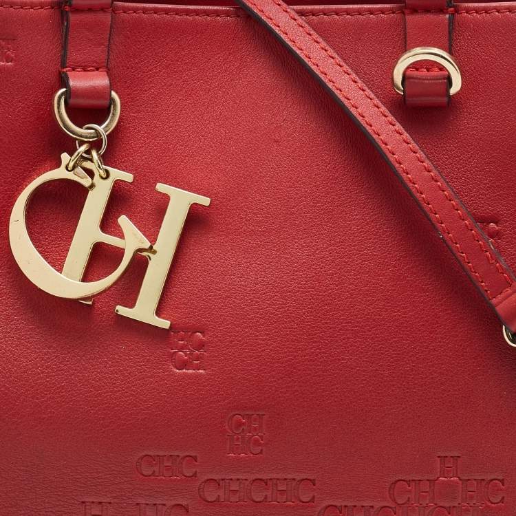 Pre Owned CH Carolina Herrera Red Leather Tote