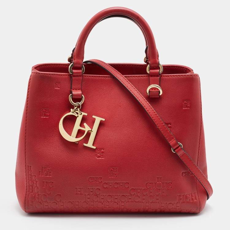 Pre Owned CH Carolina Herrera Red Leather Tote
