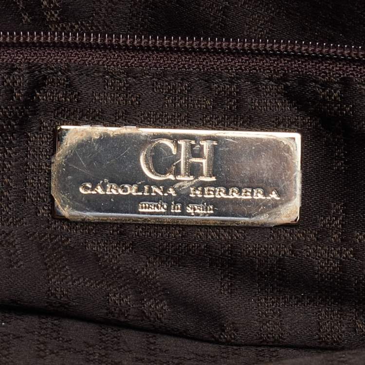 Pre Owned CH Carolina Herrera Red Grained Leather Matteo Tote