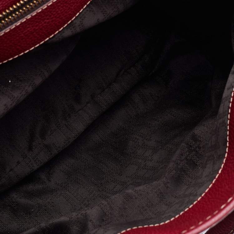 Pre Owned CH Carolina Herrera Red Grained Leather Matteo Tote
