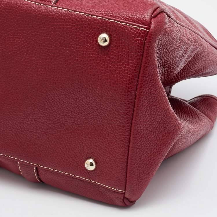 Pre Owned CH Carolina Herrera Red Grained Leather Matteo Tote