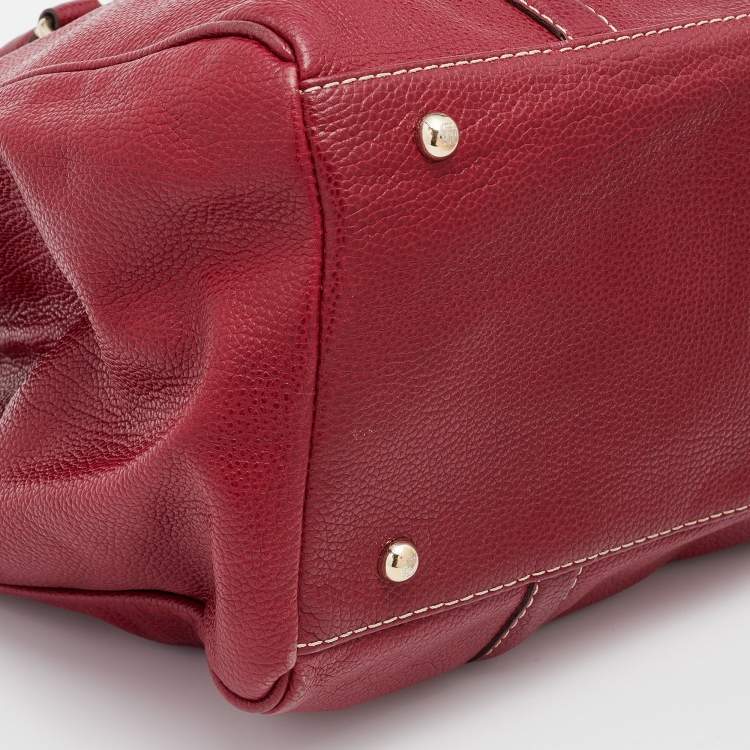 Pre Owned CH Carolina Herrera Red Grained Leather Matteo Tote