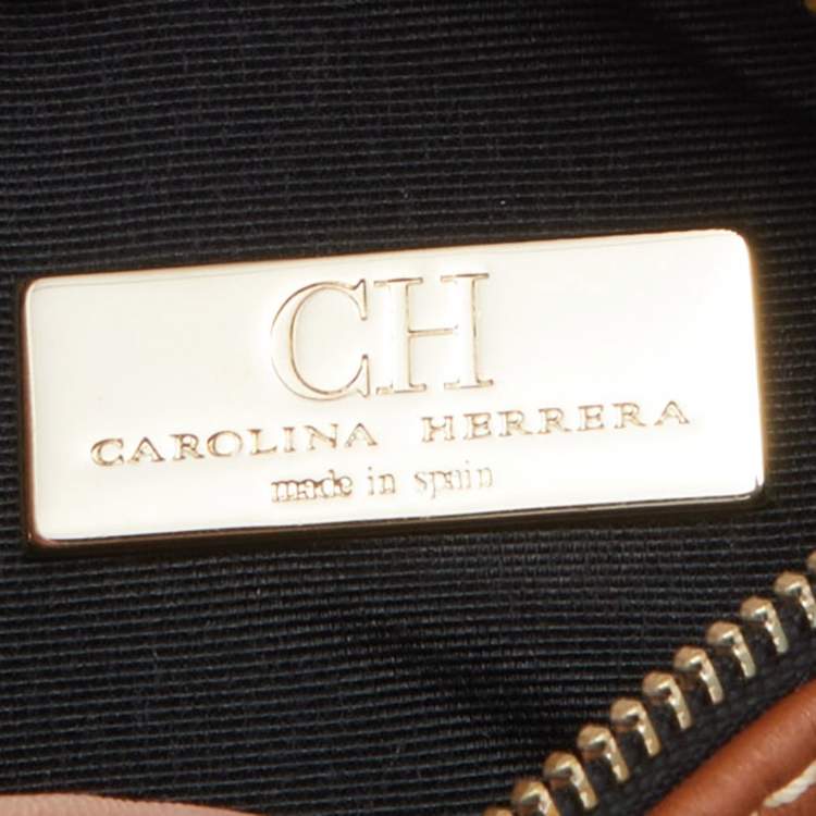 Pre Owned CH Carolina Herrera Tricolour Leather Zip Crosbody Bag