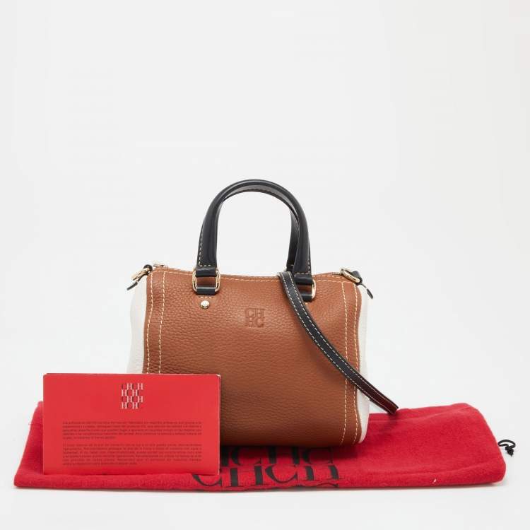 Pre Owned CH Carolina Herrera Tricolour Leather Zip Crosbody Bag