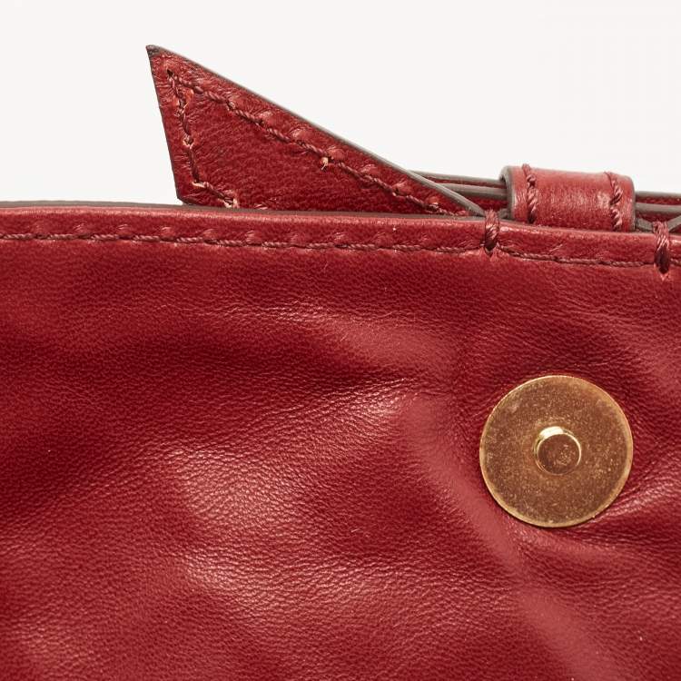 Pre Owned CH Carolina Herrera Red Quilted Leather Monogram Bow Crossbody Bag