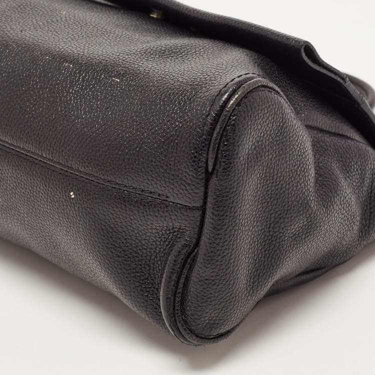 Pre Owned CH Carolina Herrera Black Leather Minuetto Flap Top Handle Bag