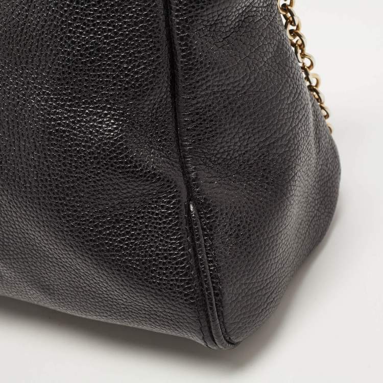 Pre Owned CH Carolina Herrera Black Leather Minuetto Flap Top Handle Bag