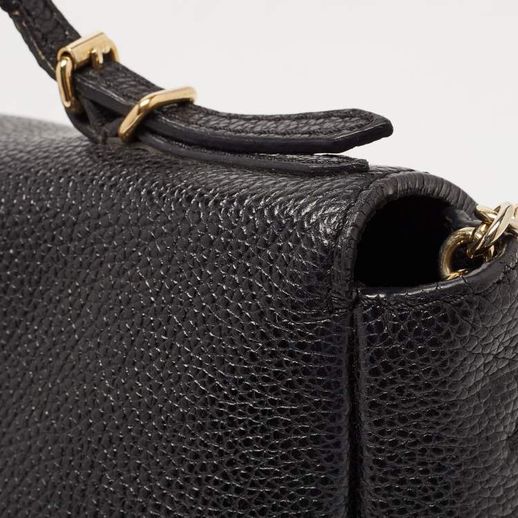 Pre Owned CH Carolina Herrera Black Leather Minuetto Flap Top Handle Bag