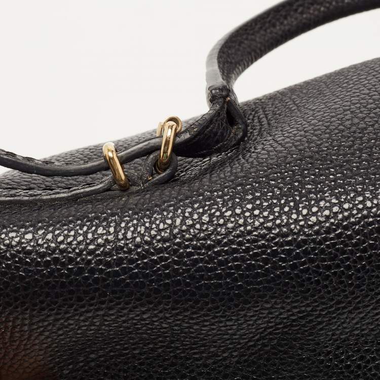 Pre Owned CH Carolina Herrera Black Leather Minuetto Flap Top Handle Bag
