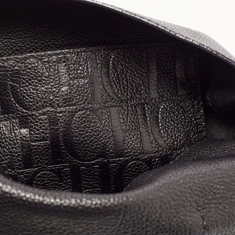 Pre Owned CH Carolina Herrera Black Leather Minuetto Flap Top Handle Bag