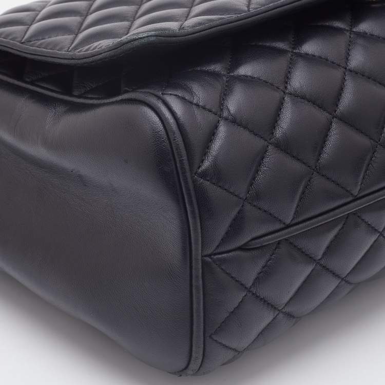 Pre Owned CH Carolina Herrera Black Quilted Leather Flap Chain Bag