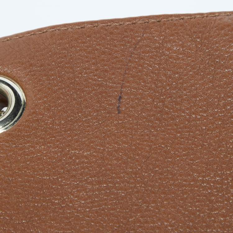 Pre Owned CH Carolina Herrera Brown Monogram Leather Audrey Shoulder Bag