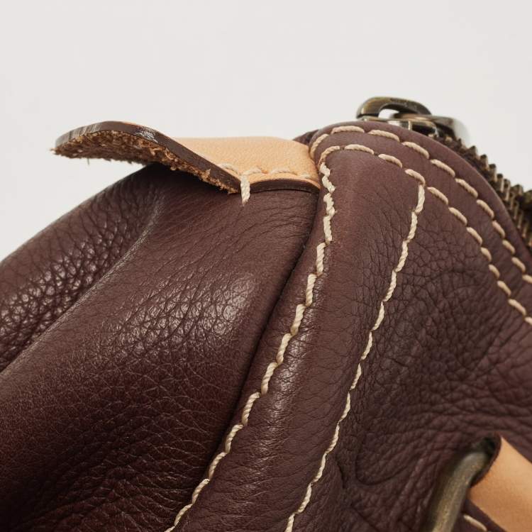 Pre Owned CH Carolina Herrera Dark Brown Leather Andy Boston Bag