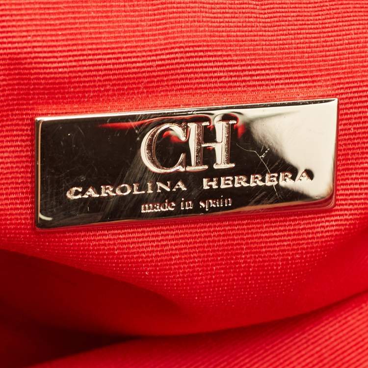 Pre Owned CH Carolina Herrera Red/Brown Leopard Print Calf Hair Tassel Shoulder Bag