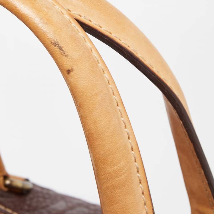 Pre Owned CH Carolina Herrera Choco Brown Monogram Leather Large Andy Boston Bag