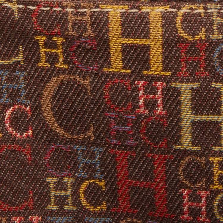 Pre Owned CH Carolina Herrera Choco Brown Monogram Leather Large Andy Boston Bag