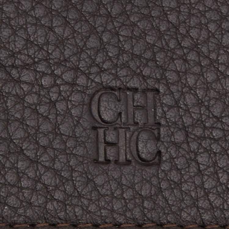 Pre Owned CH Carolina Herrera Teal Embossed Leather Trifold Compact Wallet