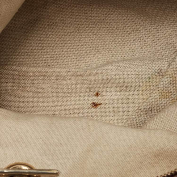 Pre Owned CH Carolina Herrera Two Tone Brown Monogram Leather Dome Satchel
