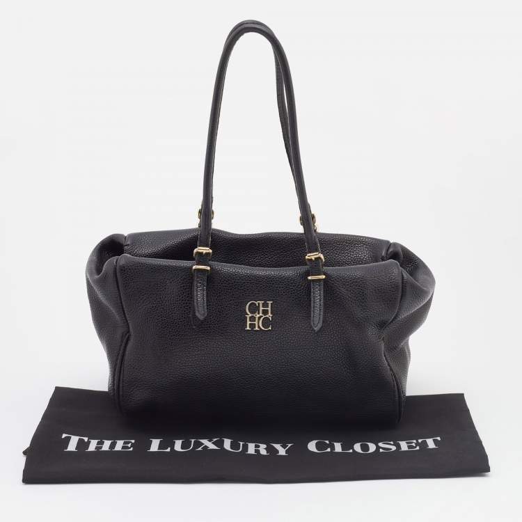Pre Owned  CH Carolina Herrera Black Leather Satchel