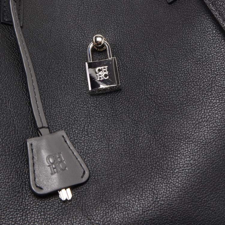 Pre Owned CH Carolina Herrera Black Leather Small Matryoshka Locked Shoulder Bag
