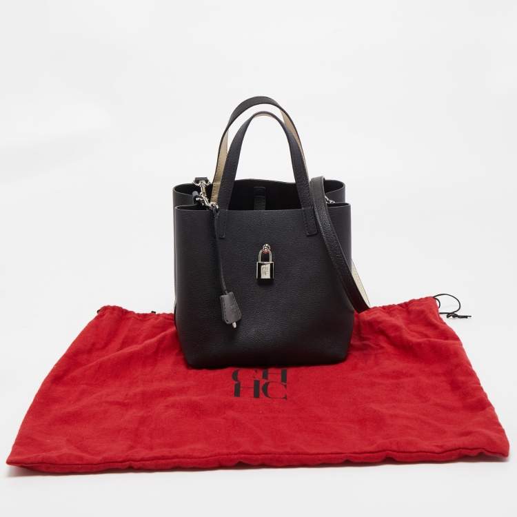 Pre Owned CH Carolina Herrera Black Leather Small Matryoshka Locked Shoulder Bag