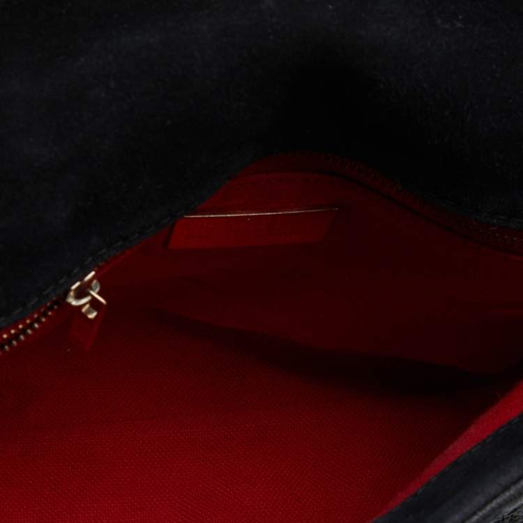 Pre Owned CH Carolina Herrera Black CH Embossed Leather Flap Chain Shoulder Bag