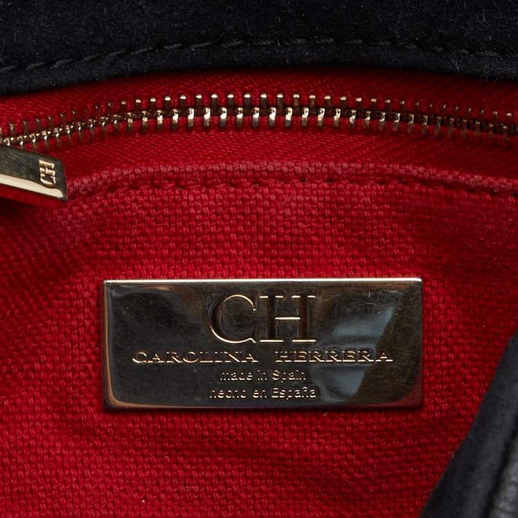 Pre Owned CH Carolina Herrera Black CH Embossed Leather Flap Chain Shoulder Bag