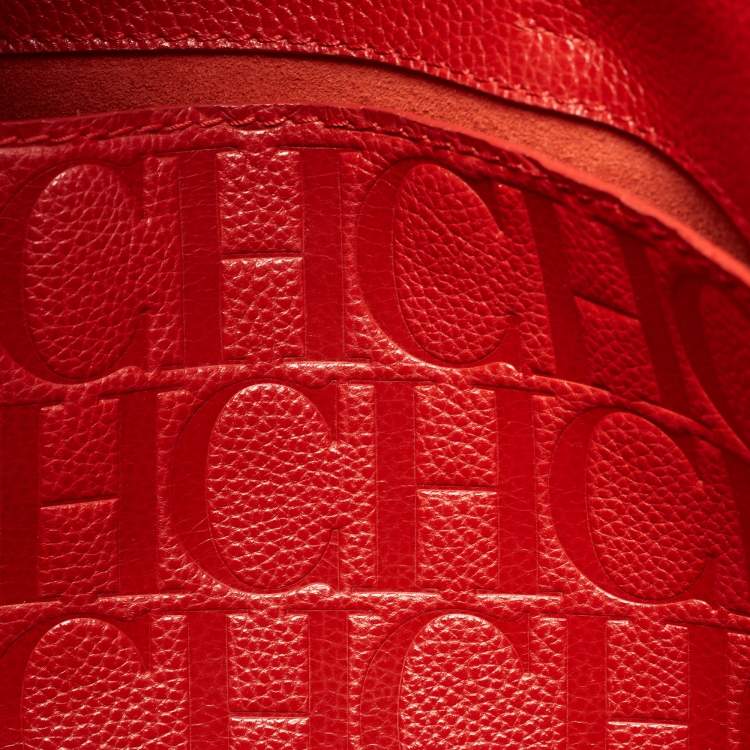Pre Owned CH Carolina Herrera Red Leather Tempo Collection Adagio Tote