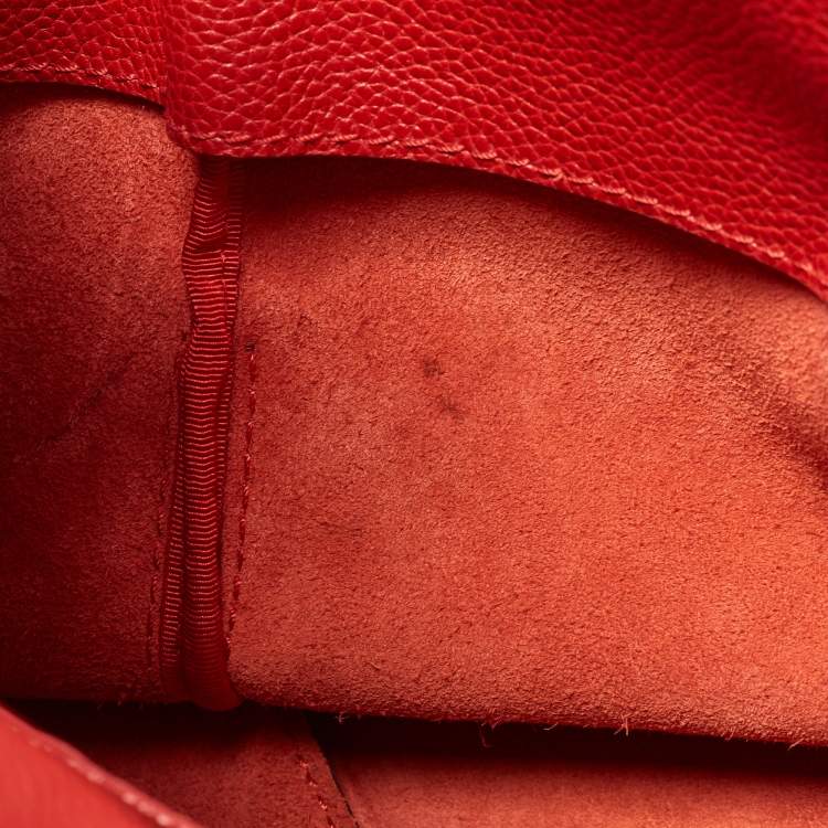 Pre Owned CH Carolina Herrera Red Leather Tempo Collection Adagio Tote
