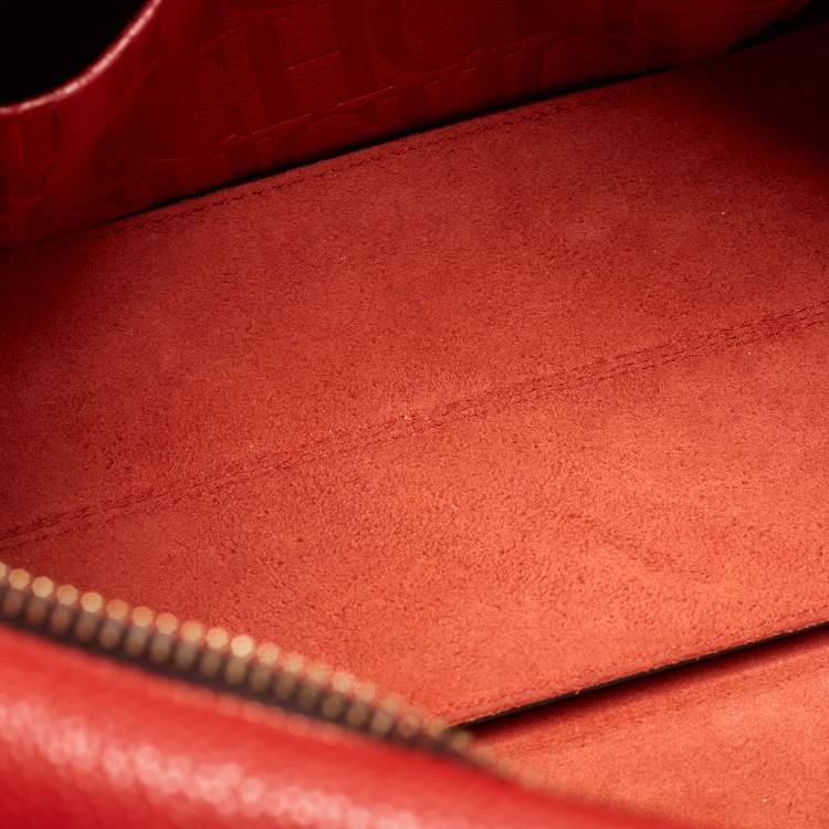 Pre Owned CH Carolina Herrera Red Leather Tempo Collection Adagio Tote