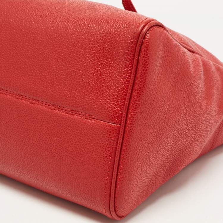 Pre Owned CH Carolina Herrera Red Leather Tempo Collection Adagio Tote